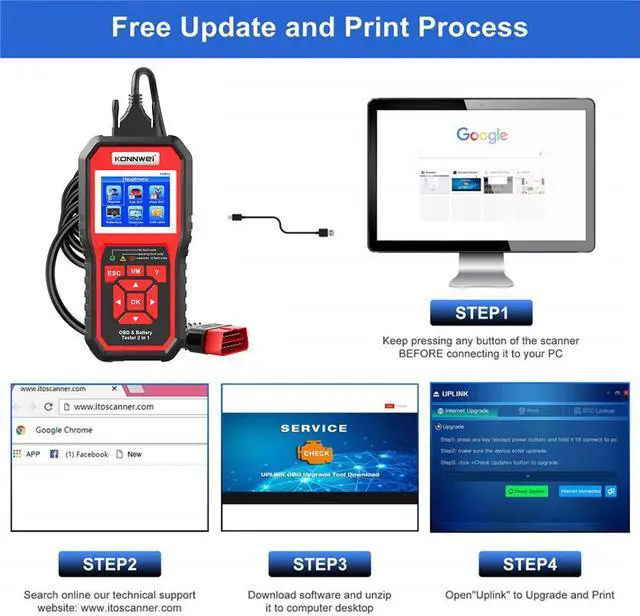 Alt view image 6 of 7 - [Authorized Distributor] KONNWEI KW870 OBDII Auto Diagnostic Code Scanner 12V Car Battery Tester Cranking Charging Test 2 in 1 Auto Diagnostic Scan Tools KW870
