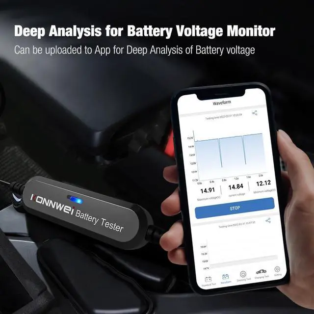 Alt view image 4 of 7 - [Authorized Distributor] KONNWEI BK100 Bluetooth 5.0 Car Motorcycle Battery Tester 6V 12V Battery Analyzer 100 to 2000 CCA Charging Cranking Test Tools BK100