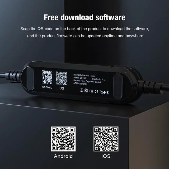 Alt view image 3 of 7 - [Authorized Distributor] KONNWEI BK100 Bluetooth 5.0 Car Motorcycle Battery Tester 6V 12V Battery Analyzer 100 to 2000 CCA Charging Cranking Test Tools BK100