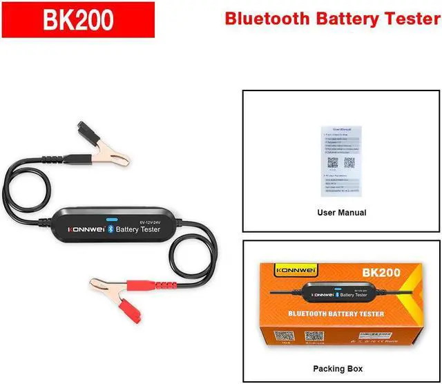 Alt view image 7 of 7 - [Authorized Distributor] KONNWEI BK200 Bluetooth 5.0 Car Motorcycle Truck Battery Tester 6V 12V 24V Battery Analyzer 2000 CCA Charging Cranking Test Tool BK200