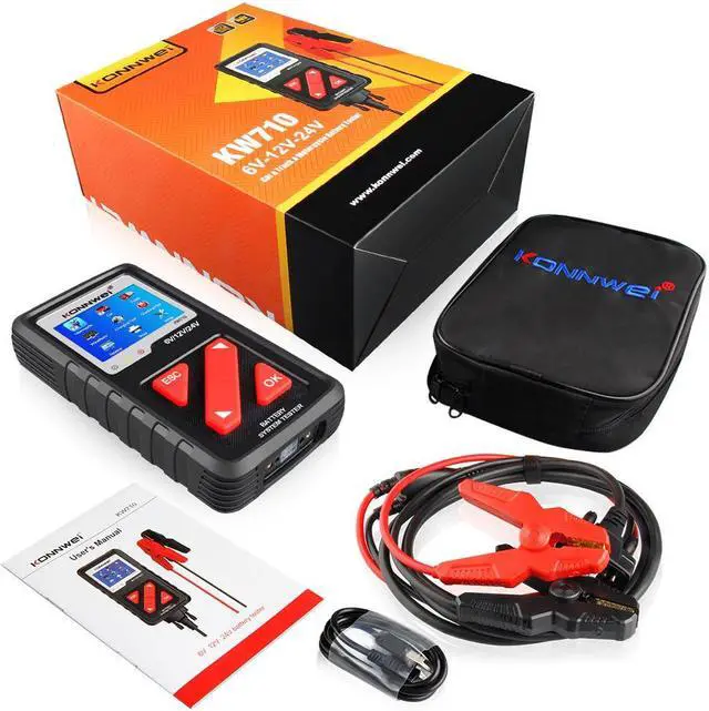 Alt view image 7 of 7 - [Authorized Distributor] KONNWEI KW710 Motorcycle Car Truck Battery Tester 6V 12V 24V Battery Analyzer 2000 CCA Charging Cranking Test Tools for the Car KW710