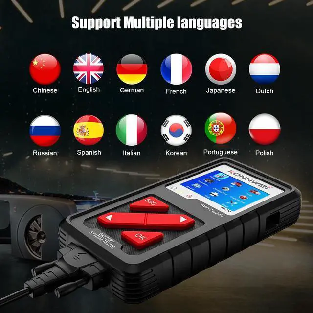 Alt view image 2 of 7 - [Authorized Distributor] KONNWEI KW710 Motorcycle Car Truck Battery Tester 6V 12V 24V Battery Analyzer 2000 CCA Charging Cranking Test Tools for the Car KW710