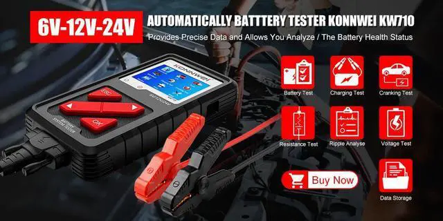 Alt view image 4 of 7 - [Authorized Distributor] KONNWEI KW650 Car Motorcycle Battery Tester 12V 6V Battery System Analyzer 2000CCA Charging Cranking Test Tools for the Car KW650