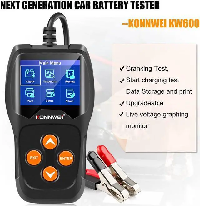 Alt view image 2 of 7 - [Authorized Distributor] KONNWEI KW600 Car Battery Tester 12V 100 to 2000CCA 12 Volts Battery Tools for the Car Quick Cranking Charging Diagnostic KW600