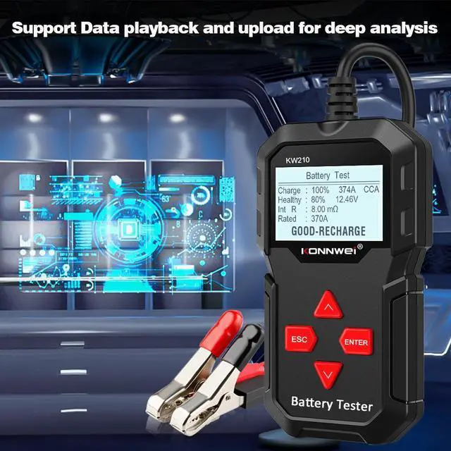Alt view image 4 of 7 - [Authorized Distributor] KONNWEI KW210 Automatic Smart 12V Car Battery Tester Auto Battery Analyzer 100 to 2000CCA Cranking Car Battery Tester KW210