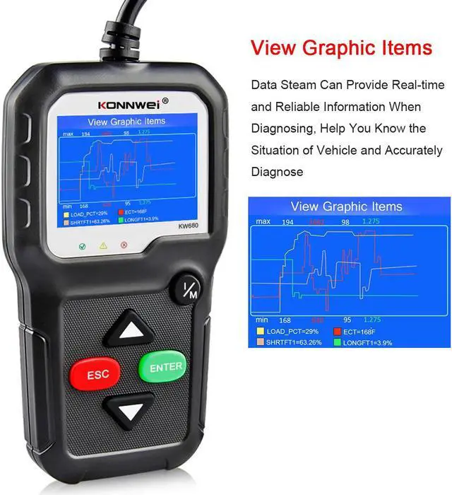 Alt view image 3 of 7 - [Authorized Distributor] Konnwei KW680 code reader scanner Multi-language full obd2 function kw 680 In Russian car diagnostic tool pk AD310 OM123 KW680