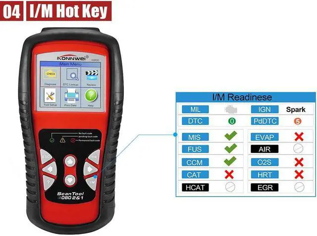 Alt view image 4 of 7 - [Authorized Distributor] KONNWEI KW830 OBD 2 EOBD CAN Scanner Tool Auto Code Reader Odb2 Diagnostic Tool Car Scanner Tools Diagnostic Scanner Car Tools KW830