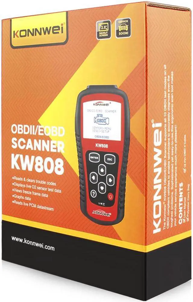 Alt view image 6 of 7 - [Authorized Distributor] KONNWEI KW808 OBDII / EOBD Auto Code Reader Work for US, Asian & European Cars KONNWEI KW808 Code Scanner KW808
