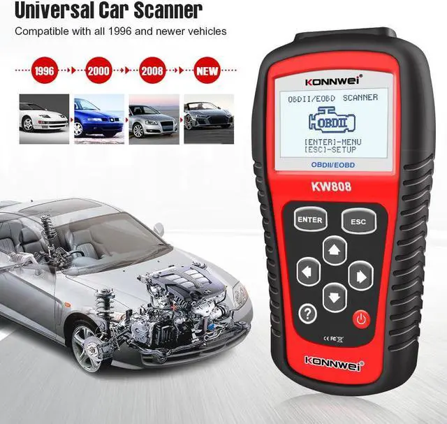 Alt view image 4 of 7 - [Authorized Distributor] KONNWEI KW808 OBDII / EOBD Auto Code Reader Work for US, Asian & European Cars KONNWEI KW808 Code Scanner KW808