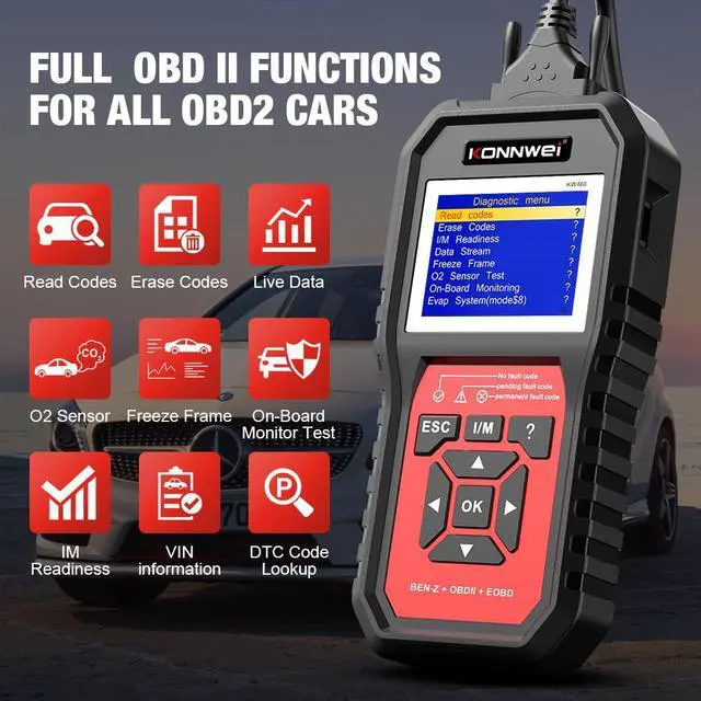 Alt view image 3 of 7 - [Authorized Distributor] KONNWEI KW460 Obd2 Scanner for Mercedes-Benz ABS Airbag Oil ABS EPB DPF SRS TPMS Reset Full Systems Diagnostic Tool W212 Auto KW460