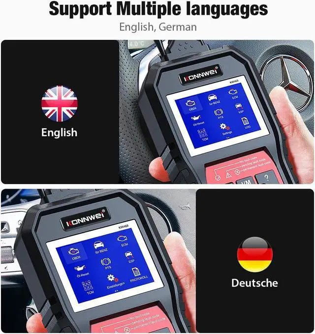 Alt view image 4 of 7 - [Authorized Distributor] KONNWEI KW460 Obd2 Scanner for Mercedes-Benz ABS Airbag Oil ABS EPB DPF SRS TPMS Reset Full Systems Diagnostic Tool W212 Auto KW460