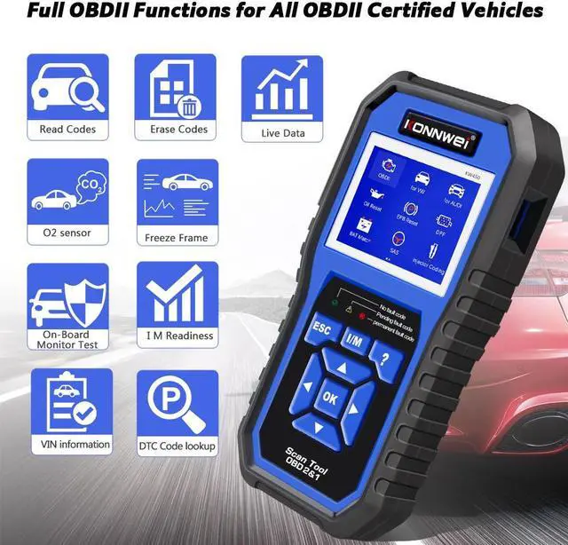 Alt view image 4 of 7 - [Authorized Distributor] KONNWEI KW450 All Systems Car OBD2 Diagnostic Tool for VAG for VW for Audi ABS Airbag Oil ABS EPB DPF SRS TPMS Reset Scanner KW450