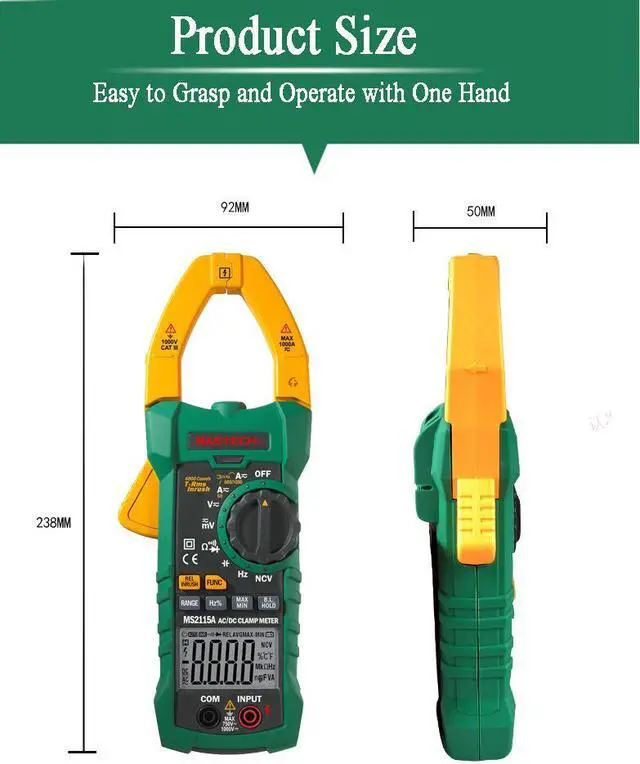 Alt view image 5 of 7 - MASTECH MS2115A Digital Clamp Meters Multimeter True RMS Voltage Current Resistance Capacitance 1000A Tester MASTECH MS2115A