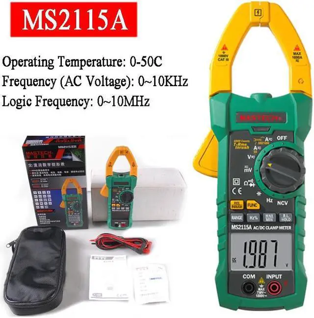 Main image of MASTECH MS2115A Digital Clamp Meters Multimeter True RMS Voltage Current Resistance Capacitance 1000A Tester MASTECH MS2115A