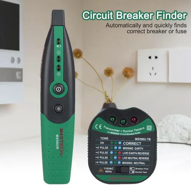 Alt view image 3 of 7 - Mastech MS5902 Circuit Breaker LED Tester Finder CATII 600V Zeroline US EU AU Plug Type Fuse Socket Tester Mastech MS5902