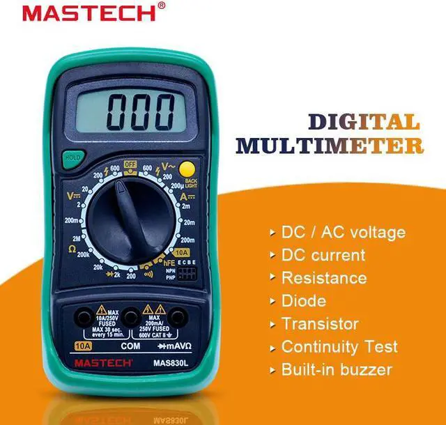 Alt view image 2 of 7 - MASTECH MAS830L Pocket Digital Multimeter with Resistance AC / DC Voltage Tester Handheld Multifunction Meter MASTECH MAS830L