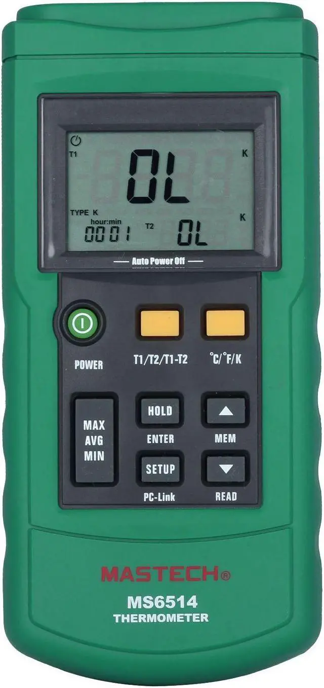 Main image of MasTech MS6514 Dual channel Digital Thermometer Temperature Tester USB Interface Thermocouple Temperature Sensor Probe  MasTech MS6514