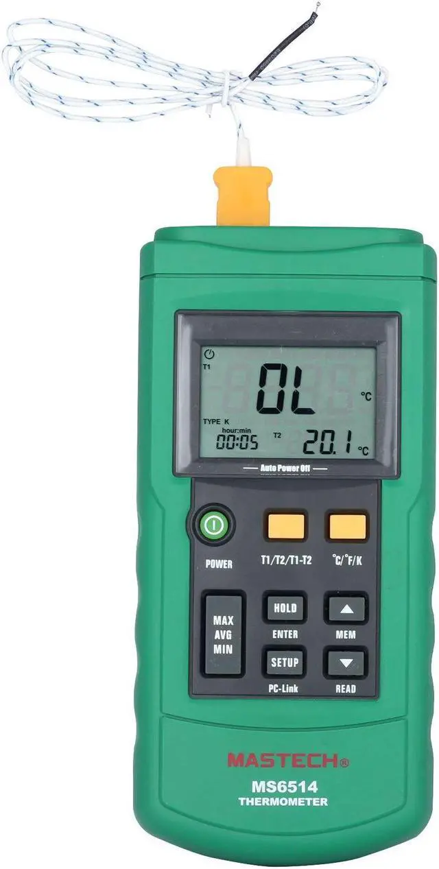 Alt view image 6 of 7 - MasTech MS6514 Dual channel Digital Thermometer Temperature Tester USB Interface Thermocouple Temperature Sensor Probe  MasTech MS6514