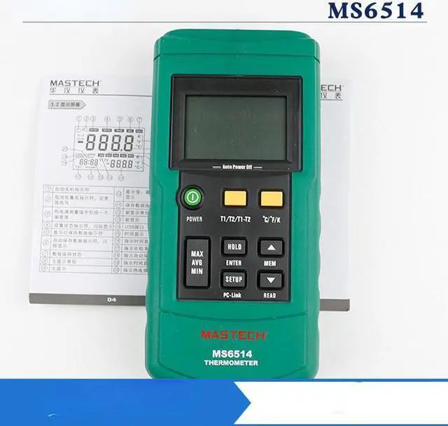 Alt view image 3 of 7 - MasTech MS6514 Dual channel Digital Thermometer Temperature Tester USB Interface Thermocouple Temperature Sensor Probe  MasTech MS6514