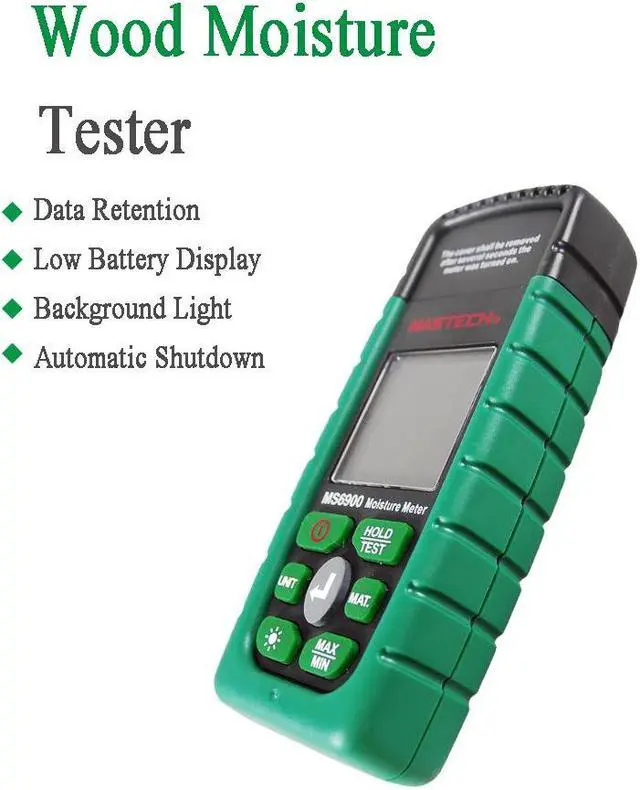 Alt view image 4 of 7 - Mastech MS6900 Higrometre MS6900 Mini Digital Moisture Meter Wood/ Lumber/Concrete Buildings Humidity Tester with LCD Display