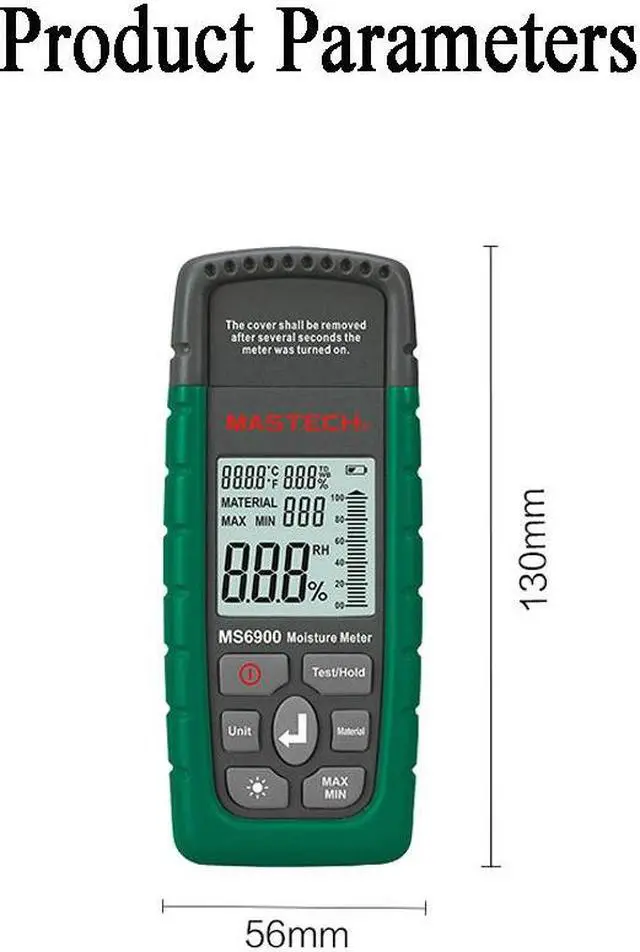 Alt view image 5 of 7 - Mastech MS6900 Higrometre MS6900 Mini Digital Moisture Meter Wood/ Lumber/Concrete Buildings Humidity Tester with LCD Display