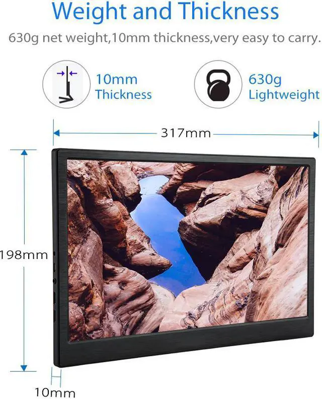 Alt view image 4 of 7 - 13 inch Monitor IPS 2560x1440 UHD 16:9 400cd/m2 1000:1 Game Display Dual HDMI Input for PC DVD PS3 PS4 Xbox One Xbox360 CCTV Camera Laptop