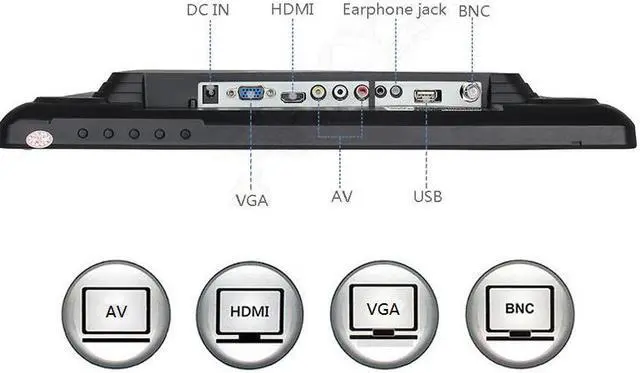 Alt view image 2 of 6 - 15 inch Monitor HD TFT 1024x768 , 300cd/m2 with Video Audio AV USB VGA HDMI 15" LCD Display for CCTV Camera PC DVD Laptop