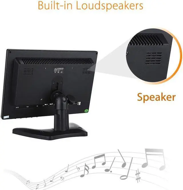 Alt view image 5 of 6 - 10 inch Monitor HD 1280x800 TFT 10.1 inch Display with Video Audio VGA AV BNC USB HDMI for CCTV Camera PC DVD Laptop