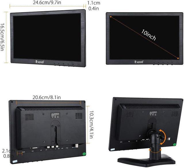 WHOLEV 10.1 Zoll Monitor IPS TFT LCD Monitor, 1280x800 mit AV/VGA