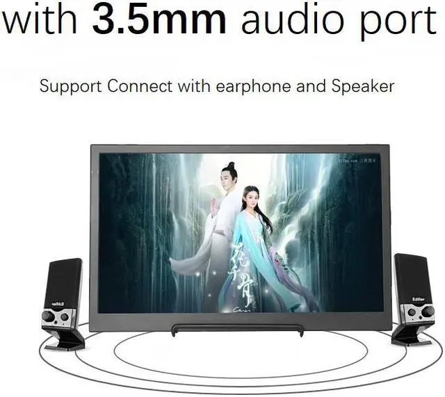 Alt view image 5 of 7 - 13 inch Monitor IPS 2560x1440 UHD 16:9 400cd/m2 1000:1 Game Display Dual HDMI Input for PC DVD PS3 PS4 Xbox One Xbox360 CCTV Camera Laptop