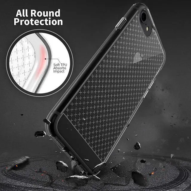 Alt view image 4 of 7 - CellEver Clear Case For Apple iPhone 7/ iPhone 8 / and iPhone SE 2020, Heavy Duty Clear Guard Shock-Absorbing Anti-Scratch Anti-Fingerprint Anti-Fog Transparent Cover - X-Clear