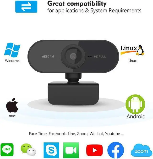 Alt view image 6 of 7 - HD Webcam with Microphone, 1080p Streaming Web Camera Autofocus, Computer Webcam with Microphone for Skype, Video Calling, Conferencing, Recording