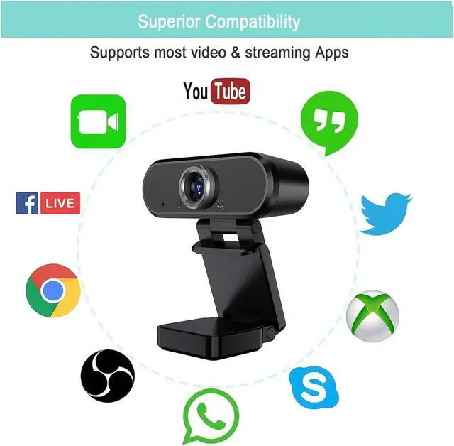 Alt view image 6 of 6 - Webcam with Microphone, 1080P Full HD Webcam Streaming Computer Web Camera for Video Calling Conferencing Recording, USB Webcams for PC Laptop Desktop
