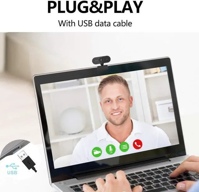 Alt view image 4 of 7 - HD Webcam with Microphone, 1080p Streaming Web Camera Autofocus, Computer Webcam with Microphone for Skype, Video Calling, Conferencing, Recording