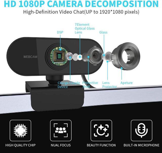 Alt view image 6 of 7 - PC Webcam 1080P Full HD Webcam USB Desktop & Laptop Webcam Live Streaming Webcam with Microphone Widescreen HD Video Webcam 90-Degree Extended View for Video Calling (HD Webcam) Black