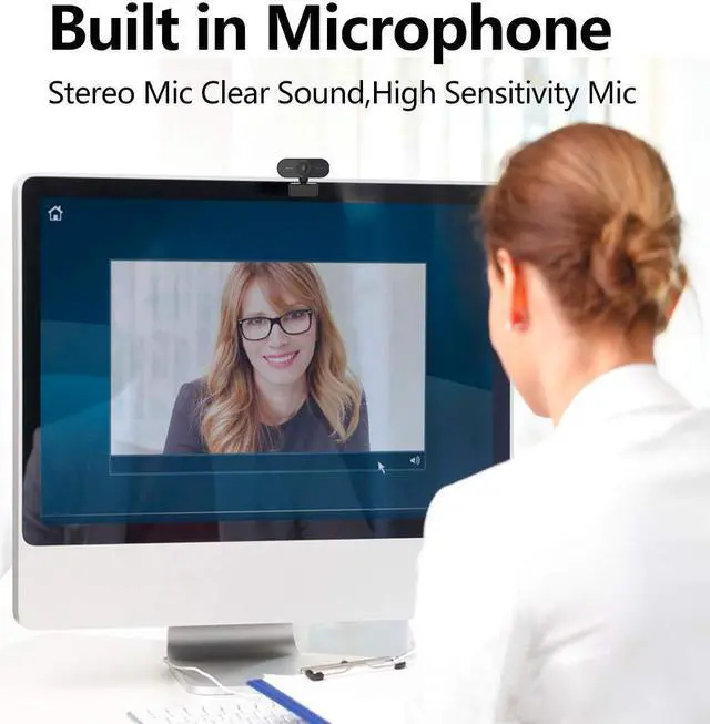 Alt view image 3 of 7 - HD Webcam with Microphone, 1080p Streaming Web Camera Autofocus, Computer Webcam with Microphone for Skype, Video Calling, Conferencing, Recording