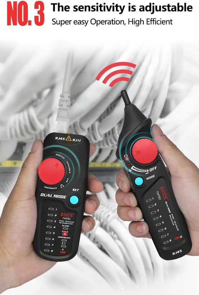 Alt view image 3 of 6 - BSIDE FWT82 Dual Mode Network Cable Tracker Wire Toner RJ45 RJ11 Ethernet LAN Tracer Analyzer Detector Line Finder
