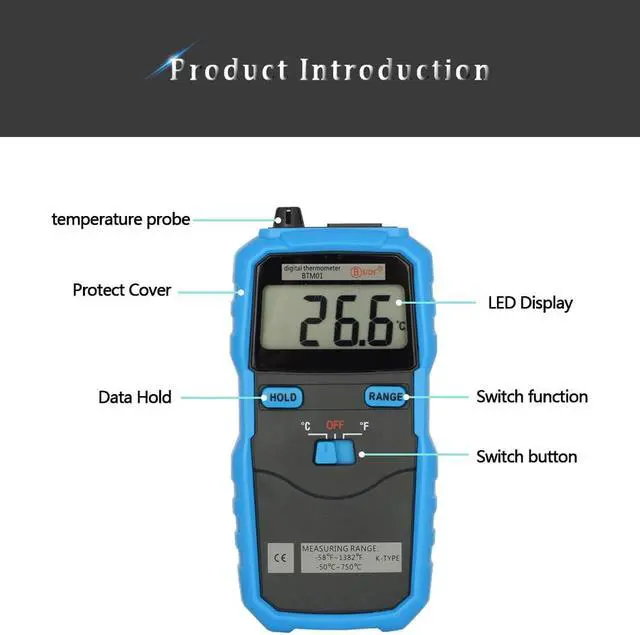 Alt view image 3 of 7 - BSIDE BTM01 LCD Display K-Type Digital Thermocouple Temperature Meter Tester