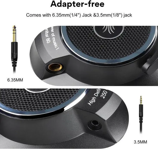 Alt view image 6 of 7 - Oneodio Monitor 80 Open Back Headphones Wired Over Ear 250 Audiophile Headphones With Hi-Res Audio Professional Studio Headset,Velour Earmuffs, Sound Isolation,Headphones for Mixing Mastering Editing