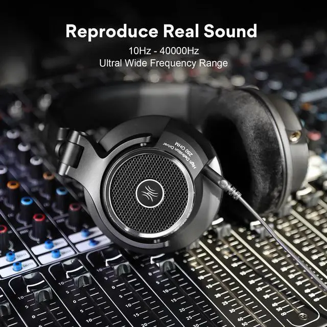 Alt view image 2 of 7 - Oneodio Monitor 80 Open Back Headphones Wired Over Ear 250 Audiophile Headphones With Hi-Res Audio Professional Studio Headset,Velour Earmuffs, Sound Isolation,Headphones for Mixing Mastering Editing