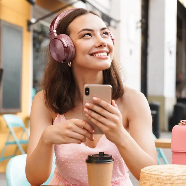 Alt view image 3 of 7 - OneOdio Pro-C Wireless Headphones with 50mm Neodymium Drivers 110Hrs Playing Time BT 5.2 Foldable Deep Bass Stereo Headset USB-C Updated Rose Gold