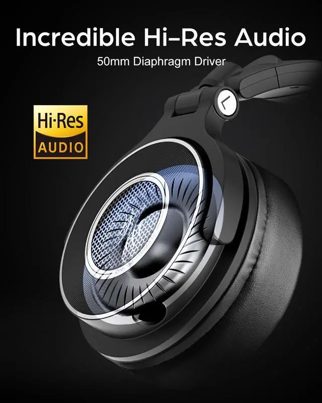 Alt view image 2 of 7 - OneOdio Monitor 60 Professional Studio Headphones - Recording Wired Over Ear Headphones, Hi-Res Audio, Soft Comfortable Earmuffs, 6.35mm Adapter for Tracking Mixing DJ Mastering Broadcast-Black