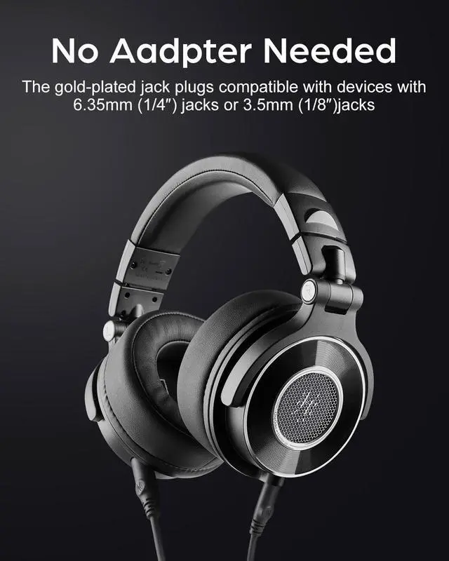 Alt view image 4 of 7 - OneOdio Monitor 60 Professional Studio Headphones - Recording Wired Over Ear Headphones, Hi-Res Audio, Soft Comfortable Earmuffs, 6.35mm Adapter for Tracking Mixing DJ Mastering Broadcast-Black