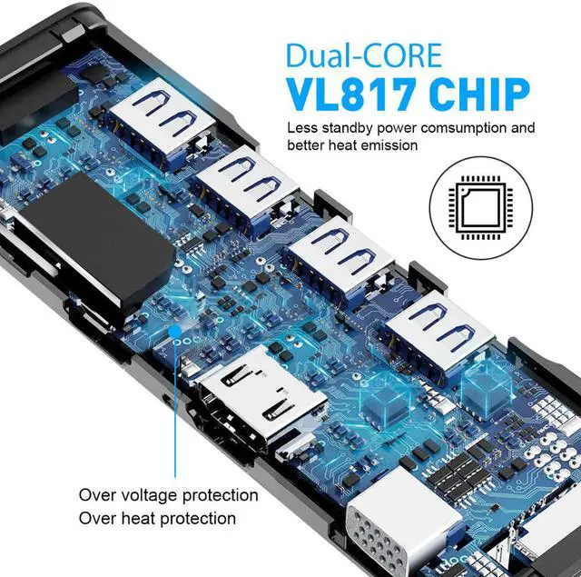 Alt view image 5 of 7 - USB C Hub, 11 in 1 USB C to HDMI Adapter with 1000M Ethernet, 4K HDMI, 1080P VGA,Power Delivery PD Charging Port, 3 USB 3.0 Ports Adapter Compatible for MacBook Pro, ChromeBook, XPS, and USB C Devices