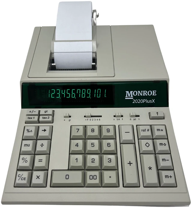 Alt view image 6 of 7 - Monroe 2020PlusX Black 12-Digit Medium-Duty Accounting Desktop Printing Calculator With Large Display
