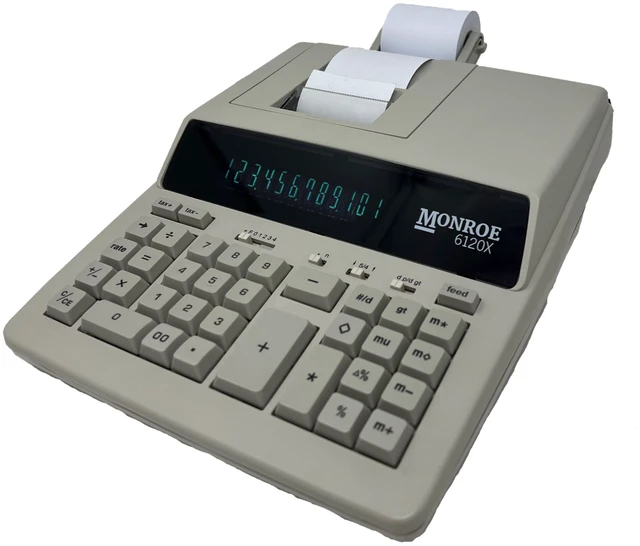 Alt view image 4 of 6 - Monroe 6120X Ivory 12-Digit Entry-Level Accounting Desktop Printing Calculator
