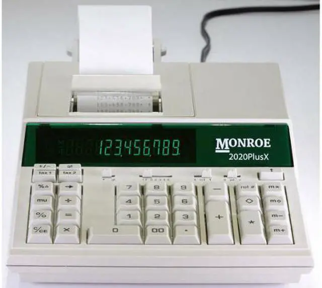 Alt view image 5 of 9 - Monroe MNE2020PLX Medium Duty Calculator, Ivory