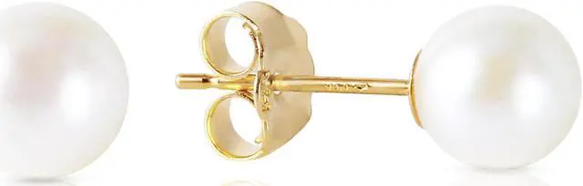 Alt view image 2 of 3 - 4 CTW 14K Solid Gold Stud Earrings Natural pearl