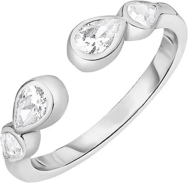 Main image of Toe Ring with Teardrops in Sterling Silver with Cubic Zirconia