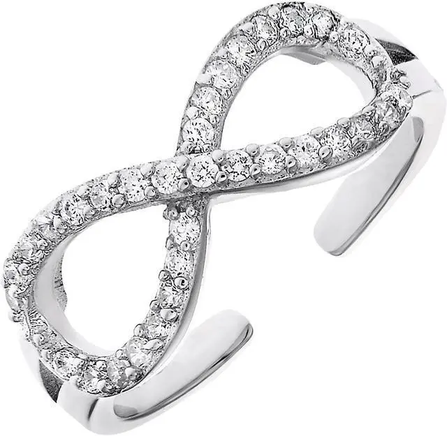 Main image of Toe Ring with Infinity Symbol in Sterling Silver with Cubic Zirconia